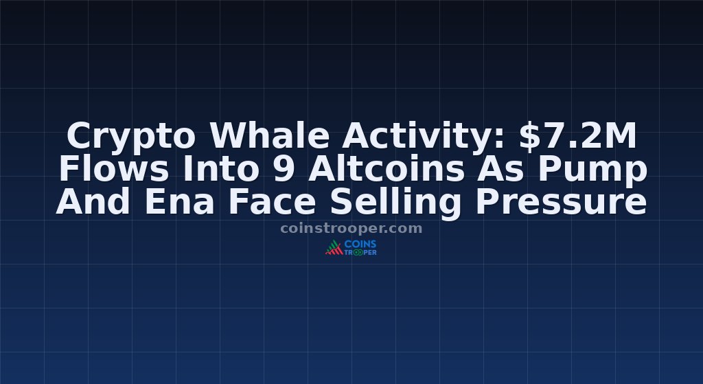 Crypto Whale Activity: $7.2M Flows Into 9 Altcoins As Pump And Ena Face Selling Pressure