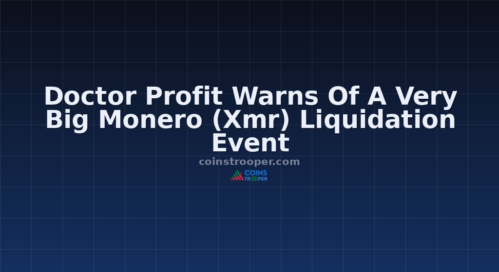 Doctor Profit Warns Of A Very Big Monero (Xmr) Liquidation Event