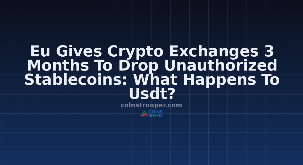 Eu Gives Crypto Exchanges 3 Months To Drop Unauthorized Stablecoins: What Happens To Usdt?