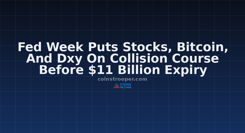 Fed Week Puts Stocks, Bitcoin, And Dxy On Collision Course Before $11 Billion Expiry