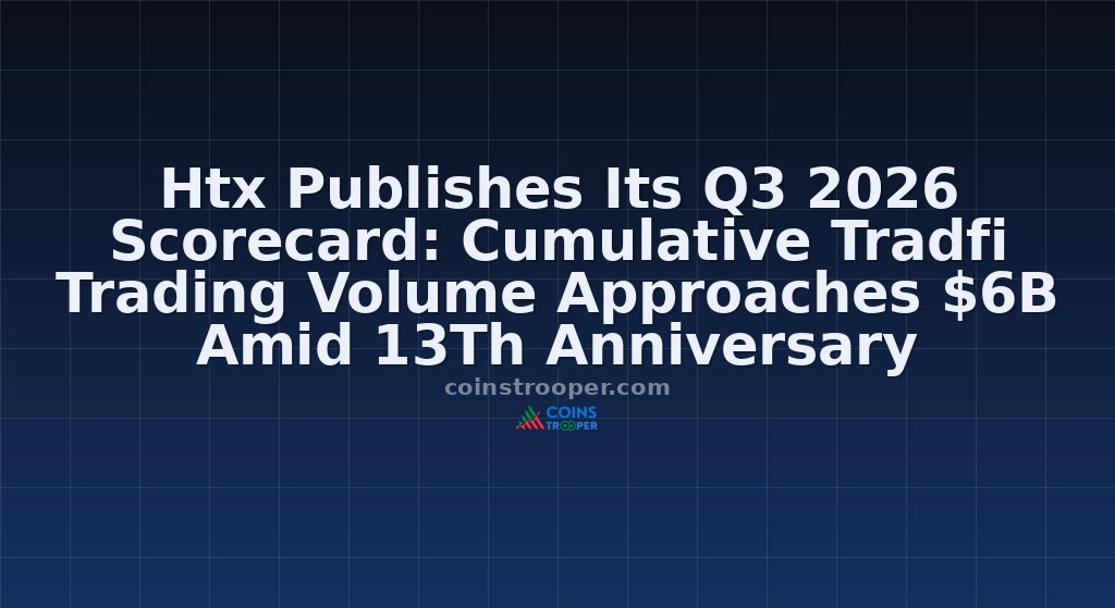 Htx Publishes Its Q3 2026 Scorecard: Cumulative Tradfi Trading Volume Approaches $6B Amid 13Th Anniversary Celebration