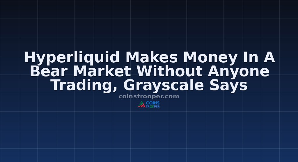 Hyperliquid Makes Money In A Bear Market Without Anyone Trading, Grayscale Says