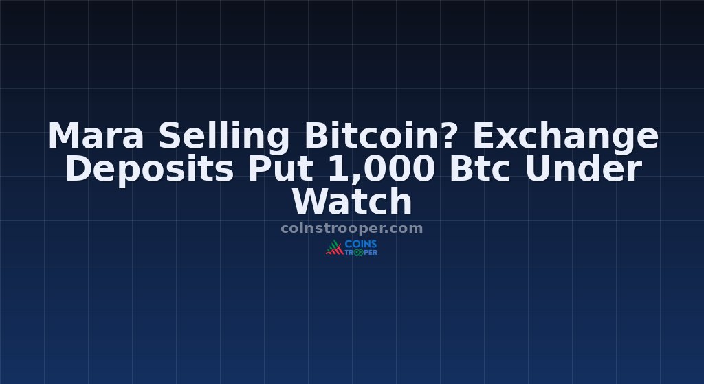 Mara Selling Bitcoin? Exchange Deposits Put 1,000 Btc Under Watch