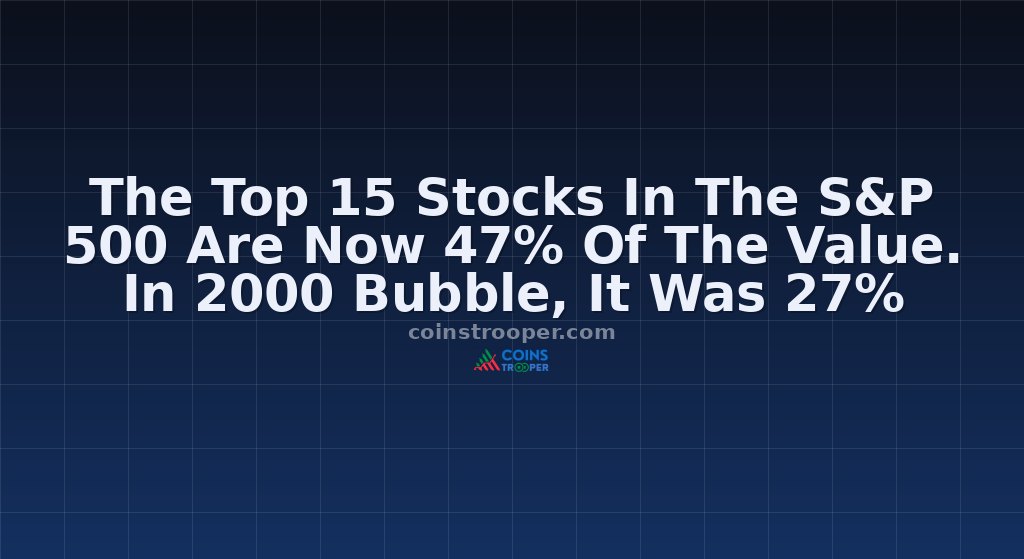 The Top 15 Stocks In The S&P 500 Are Now 47% Of The Value. In 2000 Bubble, It Was 27%