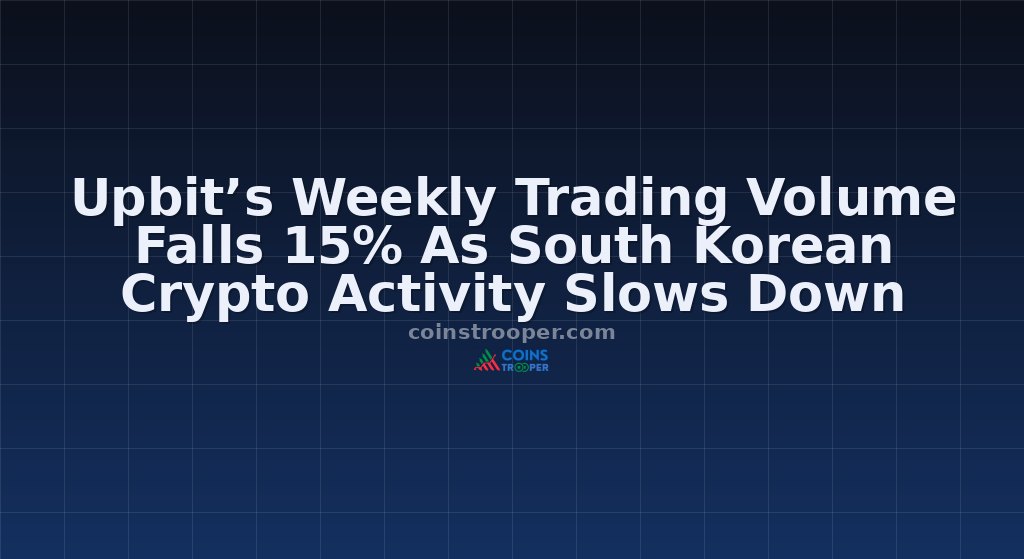 Upbit’s Weekly Trading Volume Falls 15% As South Korean Crypto Activity Slows Down